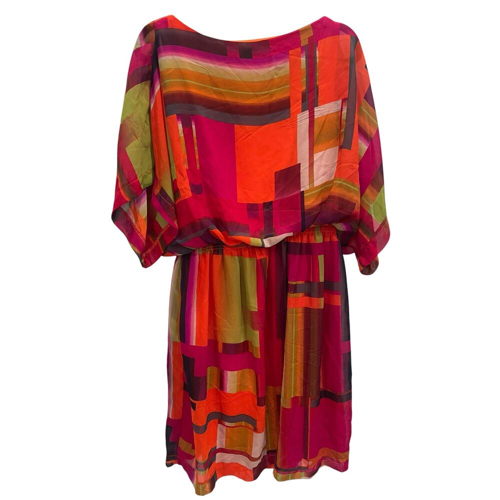 Shelby & Palmer Vibrant Geometric Blouson Dress 20WP - Picture 2 of 5